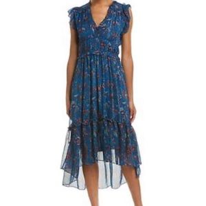 New Taylor Dress Flutter Sleeve Floral Anthropologie Chiffon